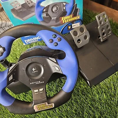 Logitech Driving Force Steering Wheel Force Feedback Playstation 2 No Power Supp • $44.99