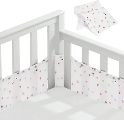 Vicloon Cot Bumper 2Pcs Breathable Mesh Liner Crib Rail White-triangle  • £30.50