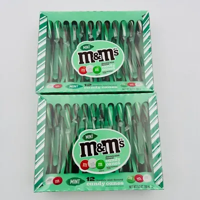 (2 Pack) M&M's Chocolate Mint Flavored Candy Canes 12 Count LIMITED EDITION! • $12.99