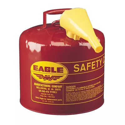 Red Galvanized Steel Type Gasoline Safety Can With Funnel 5 Gallon Capacity Gas • $75.37