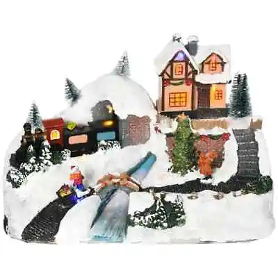 Musical Christmas Village Scene W/ LED Battery-Operated Festival Decoration • £44.77