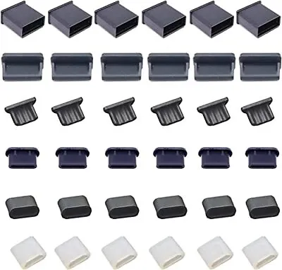 36 PCS 6 Types USB Anti Dust Cover Plugs Silicone Soft Micro USB Cap Port Prote • $12.29