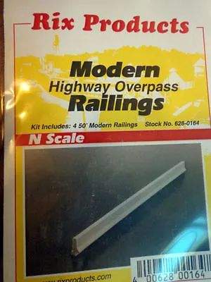 Rix (N-Scale) #628-0164 MODERN HIGHWAY OVERPASS RAILINGS (4 Pieces) - NIB • $6.95