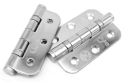 Internal Door Hinges PAIR Polish Stainless Chrome Effect 3in 75mm Radius Corner • £3.48