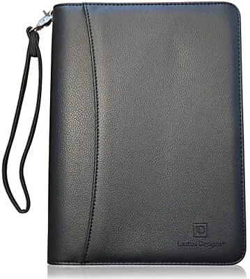  Junior Zippered Business Padfolio - PU Leather Portfolio Binder & Matt Black • $45.47