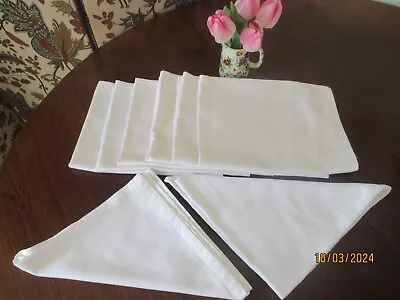 8 Large Size Vintage White Damask Linen Table Napkins • £2.50