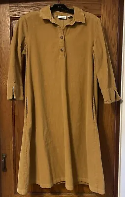 Vermont Country Store Womens Dress Small Brown Corduroy Long Sleeve A Line • $28