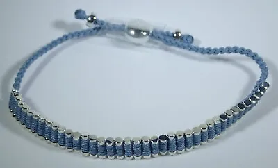 LINKS OF LONDON STERLING SILVER W/ DEEP SKY BLUE CORD MINI FRIENDSHIP BRACELET • £48.19