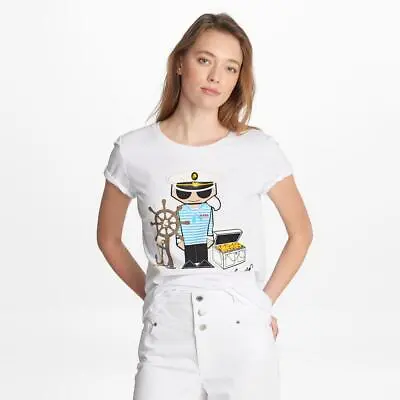 Karl Lagerfeld Paris Captain Karl Tee Short Sleeve L1WH0029 Size Medium White • $22.94