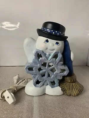 Vintage Ceramic Snowman Snowflake Light Up Christmas Winter 8.5  • $29.50
