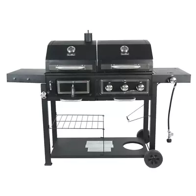 Dual Fuel Gas Charcoal Combo Grill Stainless Steel Portable BBQ Propane Outdoor • $287.14