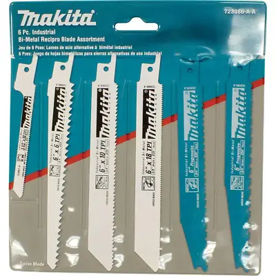 Makita Reciprocating Saw Blade Assortment Set BiMetal Industrial Cutting 6 Piece • $21.09