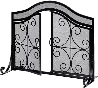 GARDEN & HOME Fireplace Screen With Doors Large Flat Guard Fire Screens Outdoor  • $130.57