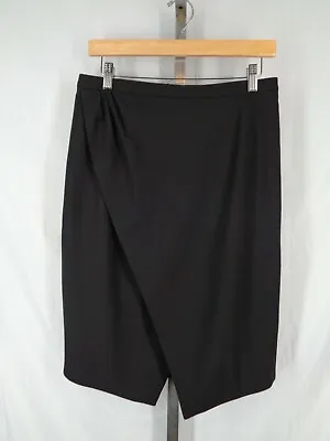 J Crew 365 Black Wool Faux Wrap Straight Pencil Skirt Size 8 • $24.47