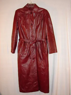 Vintage Women  Etienne  Aigner Burgundy Timeless Leather Long Spy Trench Coat  • $202.50