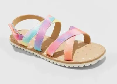 $13.99 • Buy Toddler Girls' Peace Ankle Strap Tie Dye Sandals - Cat & Jack™ - CHOOSE SIZE
