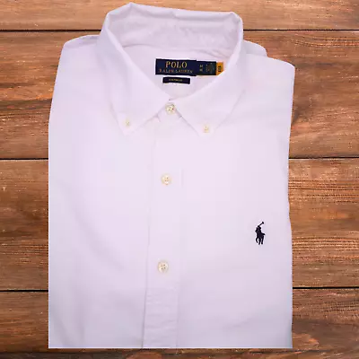 Ralph Lauren Custom Fit Shirt Oxford Shirt For Men Long Sleeve White • £39.99