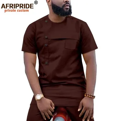 AFRIPRIDE African Men Clothing Ankara Pants Set Dashiki Shirt 2 Piece Outfit XXL • £32.95