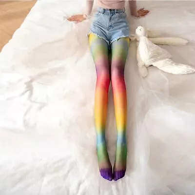 Seamless Rainbow Pantyhose Breathable Gradient Color Tights  Party • £4.78