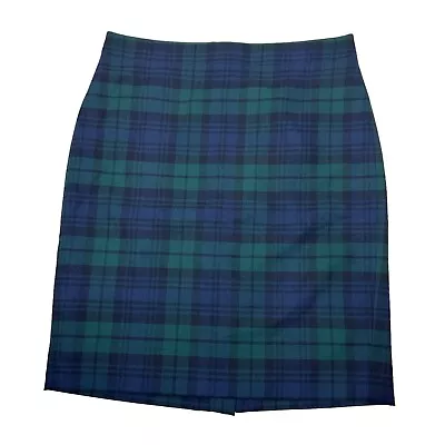 J Crew Plaid Wool Pencil Skirt Size 6 Green Blue Office Business Career Classic • $24.99