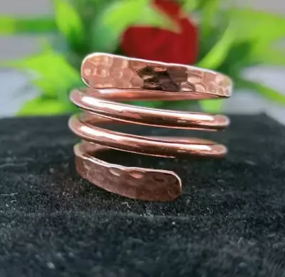 Stunning Handmade Solid Heavy Pure Copper Adjustable Ring Gift For Her All Size • $13.99