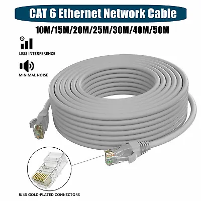 $28.95 • Buy 10m 15m 20m 25m 30m 40m 50m Cat6 Network Ethernet Cable Lan Cables 100M/1000Mbps