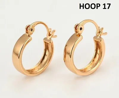 9ct 9K Yellow Gold Plated Men Ladies Girls Small Medium Plain Hoop Earrings.xx • £7.19