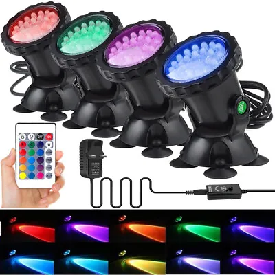 4x RGB LED Underwater Spot Light Light Aquarium Garden Fountain Pool Pond Lamp • £19.19