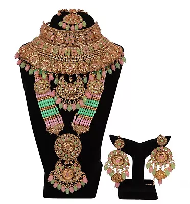 Indian Bollywood Wedding Heavy Bridle Gold Plated DULHAN SET Jewelery For Womens • $89.50