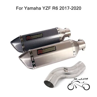 Slip For Yamaha YZF R6 2017-20 Exhaust Mid Link Pipe Escape Tips With DB Killer • $123.26