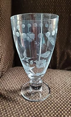 Vintage Etched Clear Glass Vase • $0.99