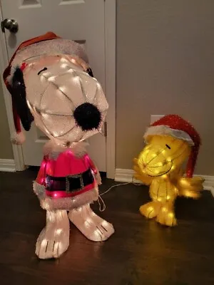 3D PEANUTS Pre-Lit Yard Art Bundle - Snoopy & Woodstock Santa Christmas Tree • $49.99