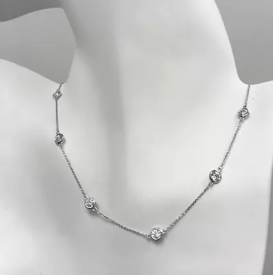 2.50 TCW Diamond By The Yard Station Necklace 14k White Or Yellow Gold Man Made • $746.30