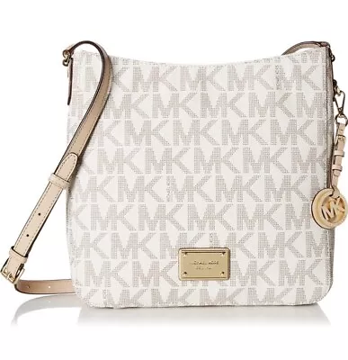 Michael Kors Jet Set Large Vanilla MK Logo Crossbody Messenger Shoulder Bag • $13.50