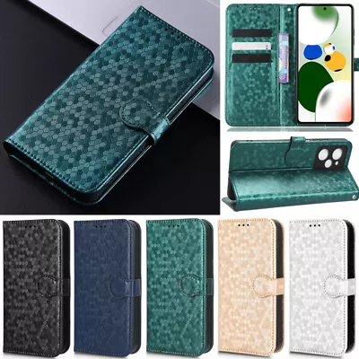 For Xiaomi Mi 13 Lite Redmi 12C Note 12 Rhombus Wallet Leather Flip Cover Case • $13.39