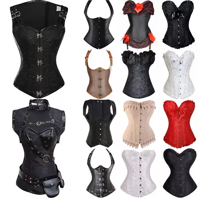 Waist Training Corset Top Bustier Steampunk Underbust Overbust Lace Up Shaper • $19.79