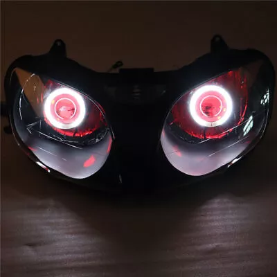 FA Front Headlight HALO Red Angel Eye Fit For Kawasaki 2000-2002 ZX6R 636 E014 • $299