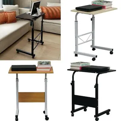 Rolling Laptop Table Overbed Desk Tabletop Food Tray Hospital PC Over Bed Stand • $28.90