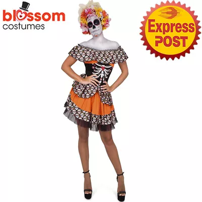 CA2734 Ladies Day Of The Dead Tutu Dress Costume Skull Mexican Skeleton Senorita • $26.15