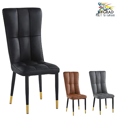 Dining Chairs 2pcs Modern Leather High Back Sturdy Chrome Legs Office/Cafe/Hotel • £99.99