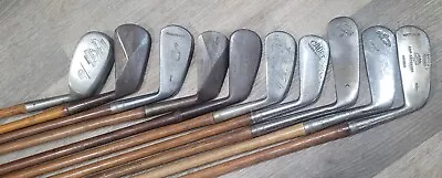 10 Antique Vintage 1920's Wilson Hickory Wood Shaft Golf Clubs • $149