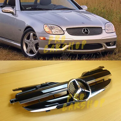 1997-2004 Shiny Black Front Grill For R170 2-FIN SLK AMG Benz Convertible 2-Door • $178.32