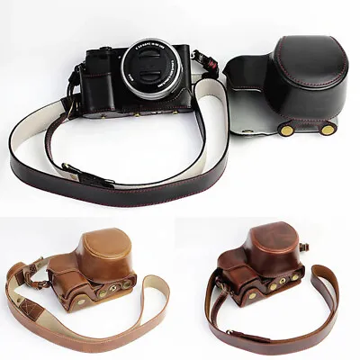 $32.33 • Buy HQ Leather Camera Bag Case Strap For Sony A6400 A6300 A6100 A6000 With 16-50mm