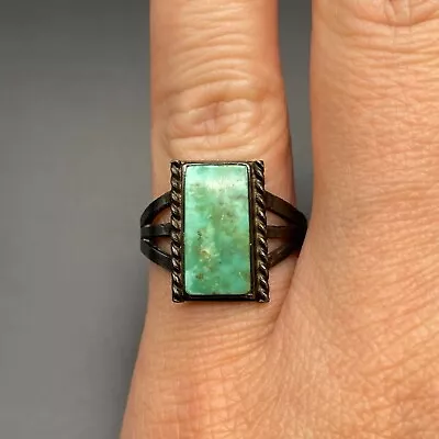 Vintage Navajo Turquoise Silver Ring Size 7 • $235