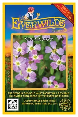 2000 Virginia Stock Wildflower Seeds - Everwilde Farms Mylar Seed Packet • $2.98
