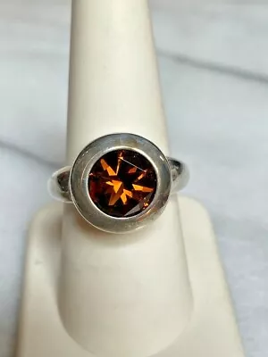 $50 • Buy 925 Sterling Silver & Amber-orange Citrine Ring Size 8