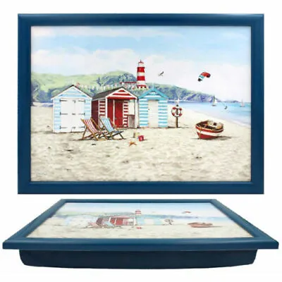 By The Seaside Laptray With Cushioned Bean Bag Base - TV Dinner Laptop Tray • £14.99