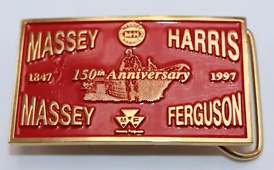 Massey Harris Massey Ferguson 150th Ann Gold Tone Red Enamel Buckle 63 Of 150 • $69.99