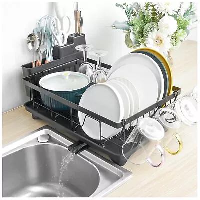 Iron Dish Drying Rack With Drainboard Dish Drainers For Kitchen Adjustable Sp... • $26.38