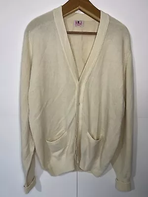 Vtg N.peal 100% Fine Cashmere Classic 5-button Cardigan Cream Mens 46 Scotland • $215